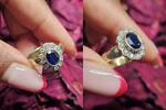 585 Gold Ring mit Diamanten und Saphir, 5,8g, Ringgröße 56-57 -