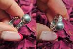 585 Gold Ring mit Tahiti Perle und Diamanten, 8,1g, Ringgröße 52 -