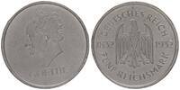 Weimarer Republik 5 Mark Goethe Fälschung in Blei-Zinn Legierung mit Randschrift -