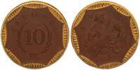 10 Mark 1921 Deutschland / Nebengebiete / Sachsen Notgeld Meissner Porzellan am Rand vergoldet. Prfr.