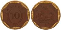 10 Mark 1921 Deutschland / Nebengebiete / Sachsen Notgeld Meissner Porzellan am Rand vergoldet, Golddekor, Porzellangeld Prfr.