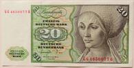 20 DM 1.6.1977 BRD Serie GG/Q, Deutsche Bundesbank fast kassenfrisch