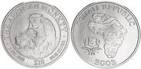Somalia 10 Dollar African Monkey 1 Unze Silber -