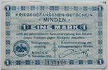 Minden, Westfalen 1 Mark Gefangenenlager, Faks-Us. Düker, Rs. Druck schwarz, Notgeld -