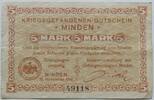 Minden, Westfalen 5 Mark Gefangenenlager, Faks-Us. Düker, Rs. Druck schwarz, Notgeld -