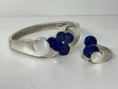Dänemark 925 Silber Georg Jensen Set:Armspange u. Ring mit Lapis Lazuli 925er Silber. Dänemark 1970 -
