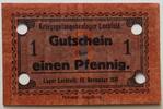 Lechfeld, Bayern 1 Pfennig Kriegsgefangenenlager, Tauenglanzpapier gestabt, Lagergeld -
