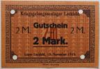 Lechfeld, Bayern 2 Mark Kriegsgefangenenlager, Tauenglanzpapier quadrilliert, Lagergeld -