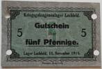 Lechfeld, Bayern 5 Pfennig Kriegsgefangenenlager, Tauenglanzpapier marmoriert, Lagergeld -