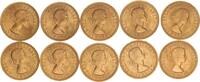 Großbritannien 10x 1 Sovereign Gold St. George und der Drache -