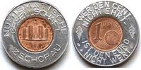 Numismatik Zinnmedaille Numismatische Gesellchaft Zschopau, mit eingelegter 1 Cent Münze -