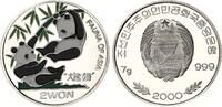 Nordkorea 2 Won Silber Fauna of Asia - Panda - Farbmünze -