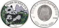 Nordkorea 2 Won Silber Fauna of Asia - Panda - Farbmünze -