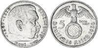 3. Reich 5 Mark Silber Hindenburg J.367 mit HK -
