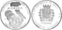 Kuba 5 Pesos Silber Fußball-Weltmeisterschaft 1990, Italien /Wappen von Havanna -