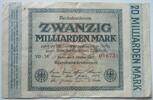 Dt. Reich 20 Milliarden Mark Wz. Hakensterne, Ktz 6-stellig, FZ. VD, -