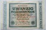 Dt. Reich 20 Milliarden Mark FZ. KE, Wz. Hakensterne, Ktz 6-stellig, -