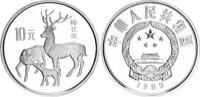 China 10 Yuan Silber Bedrohte Tierwelt Sikahirsch -