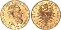 Deutsches Kaiserreich - Preußen 5 Mark Friedrich III. Probe in Reinkupfer vergoldet 55MS/N -