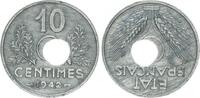 Frankreich 10 Centimes Fehlprägung Frankreich 10 Centimes Fehlprägung 1942, Loch versetzt