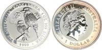 Australien 1 Dollar Silber, 1 Unze, 1999 Australien 1 Dollar Silber, privy mark, 1999 Kookaburra, in Kapsel und Schatulle