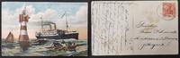 Kaiserreich 1 Postkarte Reichs-Post-Dampfer, Rotesand-Leuchtturm -