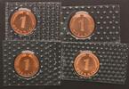 Deutschland 1 Pfennig 1 Pfennig 1984 D,F,G,J 4 Münzen komplett Stempelglanz, in Folie !!! -