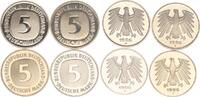 Deutschland / Bundesrepublik 5 Mark 5 DM Kursmünze 1986 DFGJ 4 Stück komplett Polierte Platte (PP, Proof) -