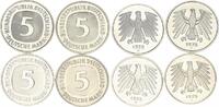 Deutschland / Bundesrepublik 5 Mark 5 DM Kursmünze 1975 DFGJ 4 Stück komplett Polierte Platte (PP, Proof) -