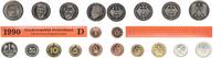 Deutschland / BRD / Kurssatz 1Pf. bis 5 DM BRD Kurssatz Einzelplatte 1990 D Stempelglanz -
