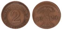 Deutschland / Weimar 2 Pfennig Weimar 2 Renten Pfennig 1924 Fehlprägung: 20% dezentriert -