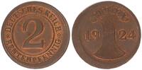 Deutschland / Weimar 2 Pfennig Weimar 2 Renten Pfennig 1924 A Fehlprägung: 10% dezentriert -