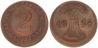 Deutschland / Weimar 2 Pfennig Weimar 2 Renten Pfennig 1924 E Fehlprägung: 10% dezentriert -