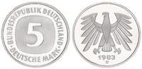Deutschland / Bundesrepublik 5 Mark 5 DM Kursmünze 1983D TOP-Erhaltung ! Polierte Platte (PP, Proof) -