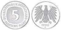 Deutschland / Bundesrepublik 5 Mark 1990 D 5 DM Kursmünze 1990D TOP-Erhaltung ! Polierte Platte (PP, Proof)
