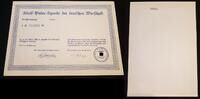 Deutschland / 3. Reich "Blanko" Adolf Hitler Spende der deutschen Wirtschaft N°433262 Ilfeld -