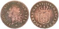 Frankreich 1 Sol ou sou, Frankreich 1Sol ou sou, KM : 578.3 1791 Ludwig XVI., -