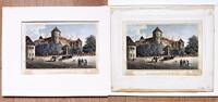 Deutschland Bild ALTES SCHLOSS in STUTTGART Schön kolorierter Stahlstich -