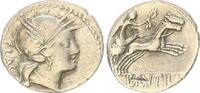 Römische Republik Denar Römische Republik Denar L. Rutilius Flaccus - 77 BC Romakopf r.// Victoria in Bi -
