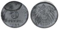 Kaiserreich 5 Pfennig Seltene Fehlprägung Abdruck einer mitgepr. Münze auf Wertseite -