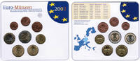 Bundesrepublik Deutschland Offizieller Kurssatz 2003 G Einzelplatte Offizieller Kurssatz 2003G Stempelglanz Einzelplatte mit Euromünzen 1Cent bis 2€ -