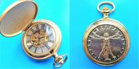 unbek. Herstellungsland, HERREN Taschenuhr, Herren Skelett TASCHENUHR, vergoldet, Ankerhemmung, gute Funktion, -