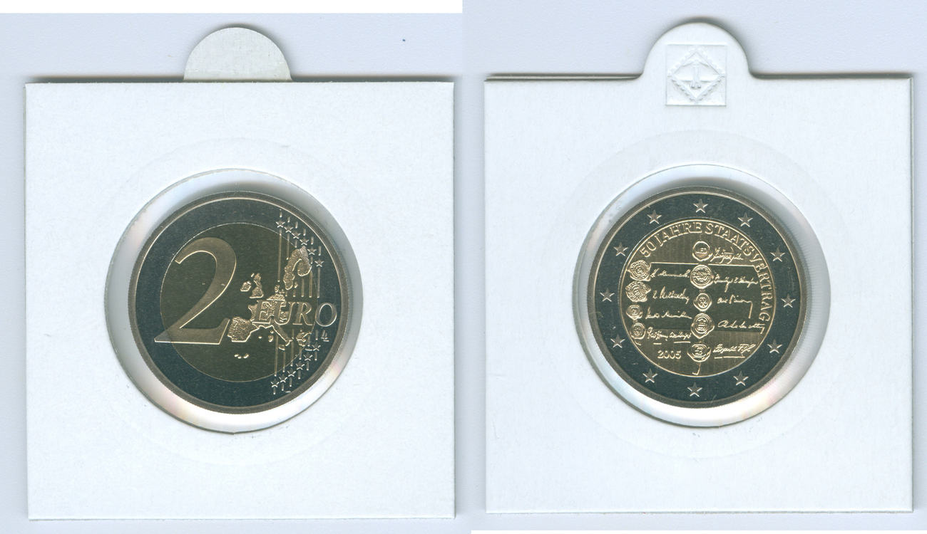 Piece 2 Euros 50 Jahre Staatsvertrag 2005 Österreich 2 Euro 2005 50 Jahre Staatsvertrag Proof | MA-Shops