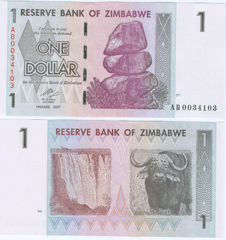 1 Dollar 2007 Zimbabwe Bu Ms65 70 Ma S