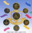 Weltmünzen  7 coin "Zahal" mint set, special Hanukkah issue, 1995, Israel
