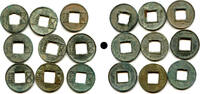 Weltmünzen bronze Lot of 9 various Wu Zhu coins, 115 BC-220 AD, Han dynasties, China -