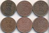 AUSTRIA 2 HELLER Lot 6x 1906 - 1914 VF-EF