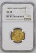 HUNGARY 20 Francs 8 forint 1889 KB Franz Joseph I NGC MS 63