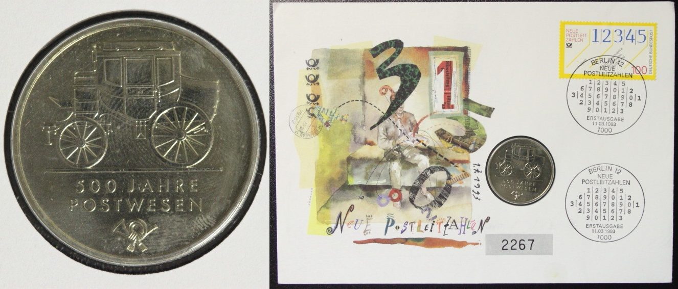 5 Mark Numisbrief 1990 93 Ddr 500 Jahre Postwesen Neue
