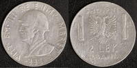 Albanien 2 Lek Vitt. Emanuel III., ital. Besetzung -